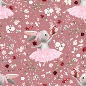 4" ballerina bunny summer floral on mauve