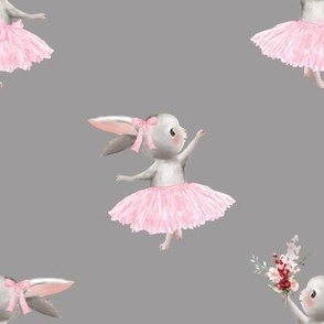 4" ballerina bunny on gray