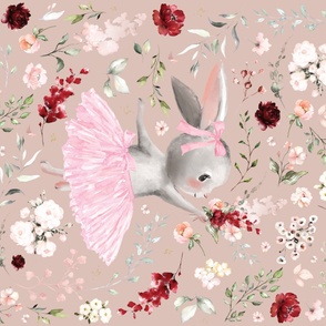 54x36" ballerina bunny summer floral on desert clay