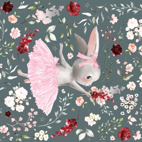 54x36" ballerina bunny summer floral on eucalyptus