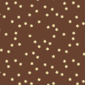 Gingerbread Cookie Yellow Stars Coordinate on Dark Molasses Brown Gingerbread