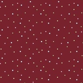 Multi Colored Cookie Sprinkle Polka Dot Decorations on Dark Burgundy Red