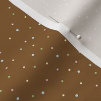 Multi Colored Polka Dot Cookie Sprinkle Decorations on Gingerbread Light Brown