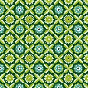 Normal scale • Green retro flowers