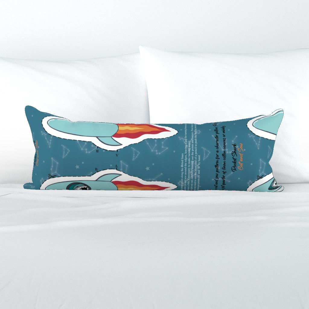 Rocket Shark Character Pillow Cut and Sew pattern