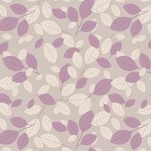 Kiss Summer Goodbye small: Plum & Taupe Drifting Leaves