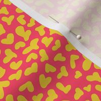 Ditsy Hearts - Yellow on Pink