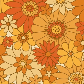 70s Retro Daisy Floral - Harvest - Large