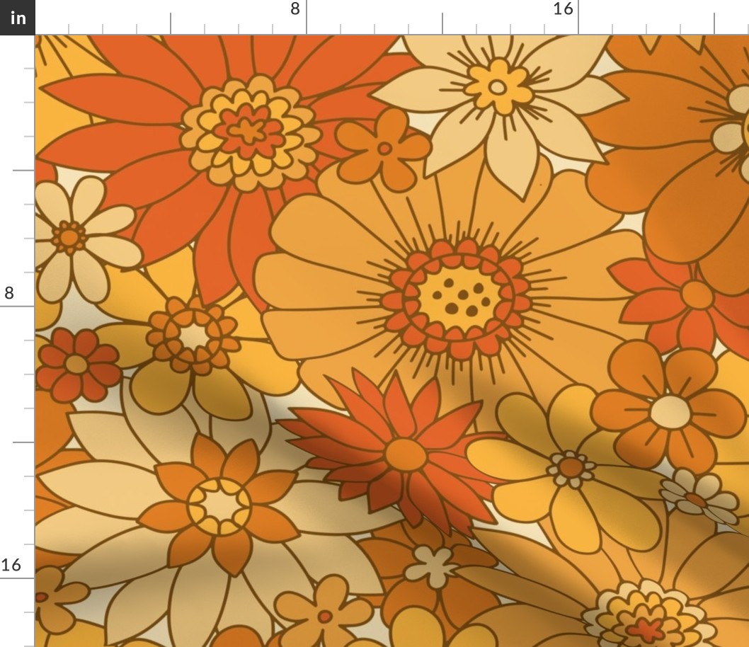 70s Retro Daisy Floral - Harvest - Large