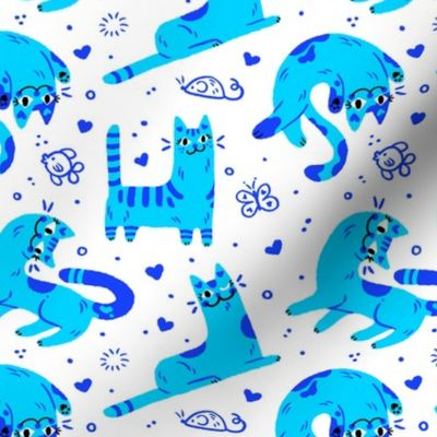 Funny Blue Cats