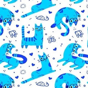 Funny Blue Cats