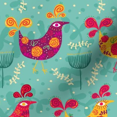 Floral Farmhouse Roosters