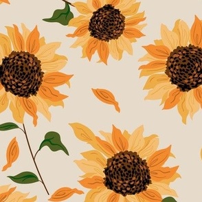 sunflower flowers_Cream -LARGE
