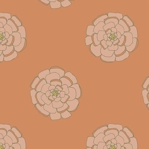 Retro Floral Marigold Peach Co- Ordinate