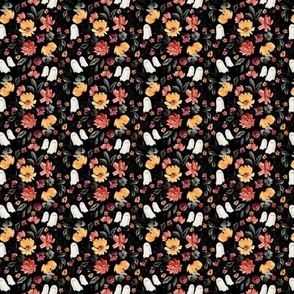 bkrd Hello Halloween Fall Floral with Ghosts 2x2 black