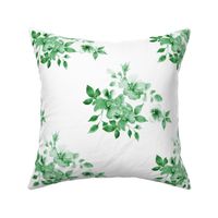 Green mono colored retro floral.  Use the design for bedroom walls and interior, Loose watercolor style