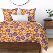 retro floral in ochre and purple by rysunki_malunki