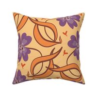 retro floral in ochre and purple by rysunki_malunki