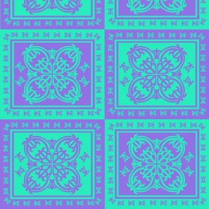 large-Hawaiian Quilt with turtles-teal and purple