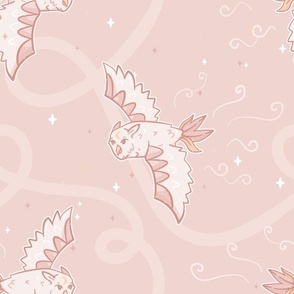 Magical Cute Flying Owls on Pink Sparkly Sky