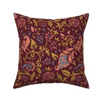 Peacock Garden/Paithani/indian textile/maroon