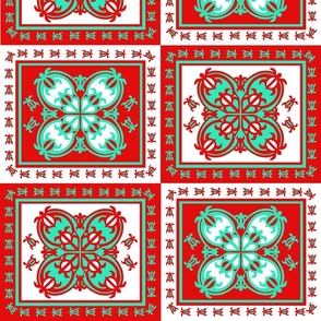 large-Hawaiian Christmas Quilt Pattern with turtles-mint and red