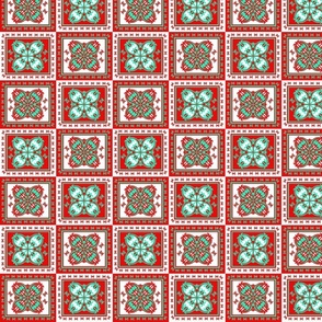 small-Hawaiian Christmas Quilt Pattern with turtles-mint and red