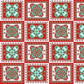 medium-Hawaiian Christmas Quilt Pattern with turtles-mint and red