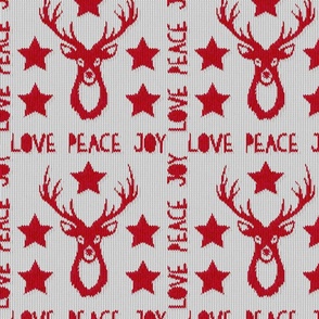 Hygge Red White Deer Pattern Cosy Knitting Look Love Peace Joy