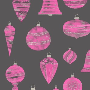 Watercolor Christmas Ornaments Pattern Pink