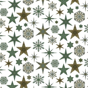 William Morris Tribute Nostalgic Christmas Star Pattern On White Medium Scale