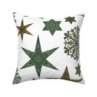 William Morris Tribute Nostalgic Christmas Star Pattern On White