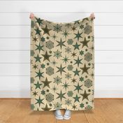 William Morris Tribute Nostalgic Christmas Star Pattern Beige