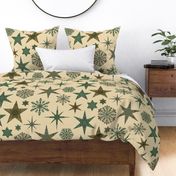 William Morris Tribute Nostalgic Christmas Star Pattern Beige