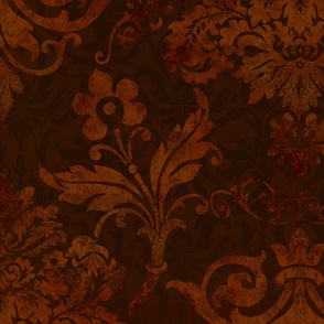 Victorian Damask Flower Vintage Ornament Pattern Rusty Brown