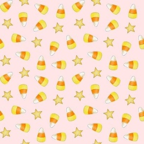 Candy Corns and Stars on blush pink - small scale