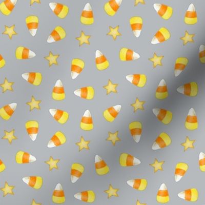 Candy Corns and Stars on light grey - small scale