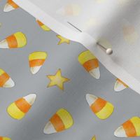 Candy Corns and Stars on light grey - small scale