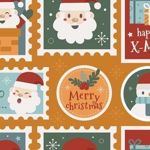 (M Scale) Christmas Santa Stamps on Gold