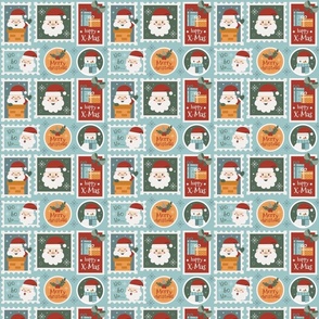 (S Scale) Christmas Santa Stamps on Light Blue