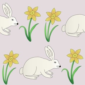 Rabbits and daffodils