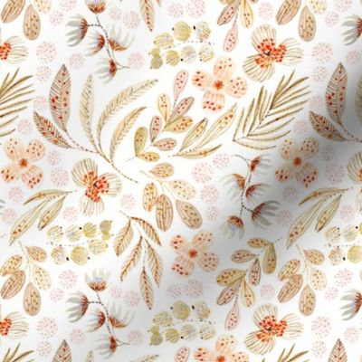 Beige Watercolor Flowers Pattern