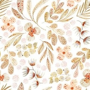 Beige Watercolor Flowers Pattern