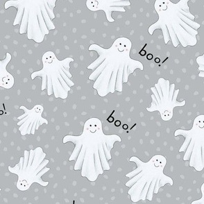 Ghosts on light grey - medium scale