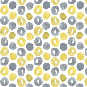 Wonky Dots Grey Yellow