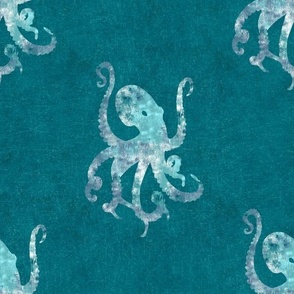 Jumbo Textured Teal Octopus on Deep Teal by Brittanylane