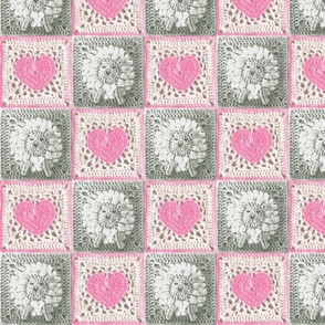 granny square baby quilt sheep & hearts