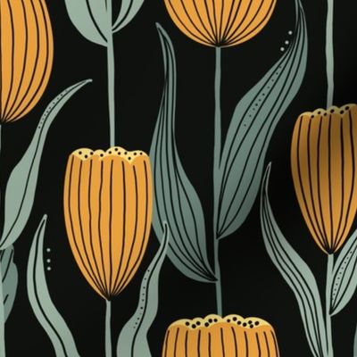 tulips in black