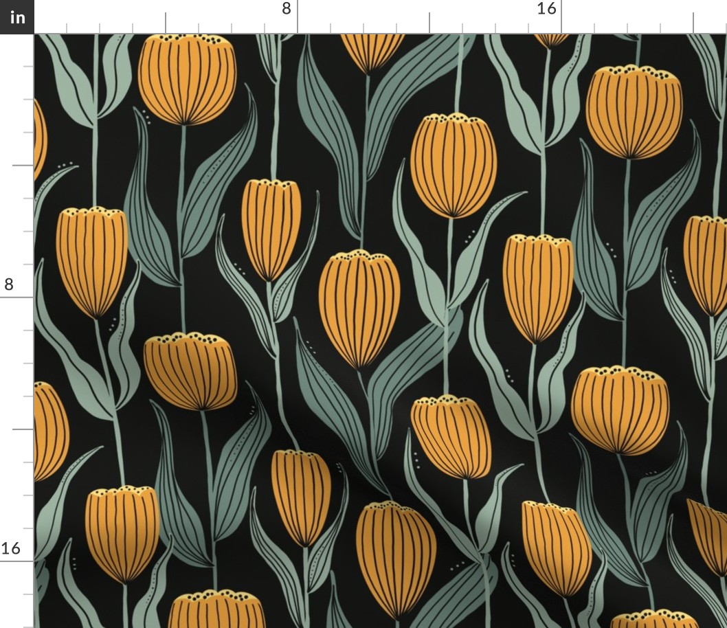 tulips in black