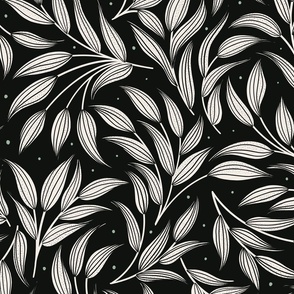 Leaves in black and white